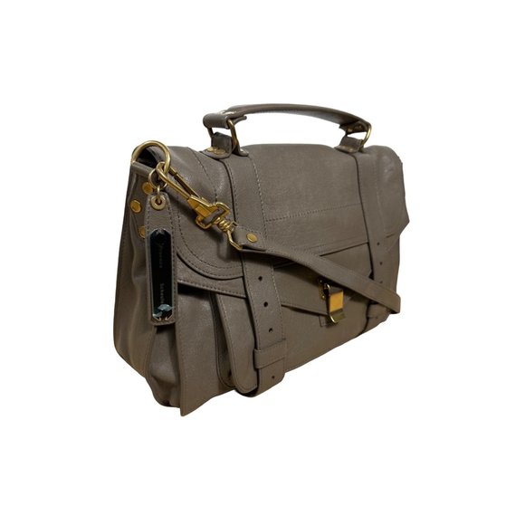 Proenza Schouler PSI Gray Leather Satchel Medium Bag - Picture 3 of 16